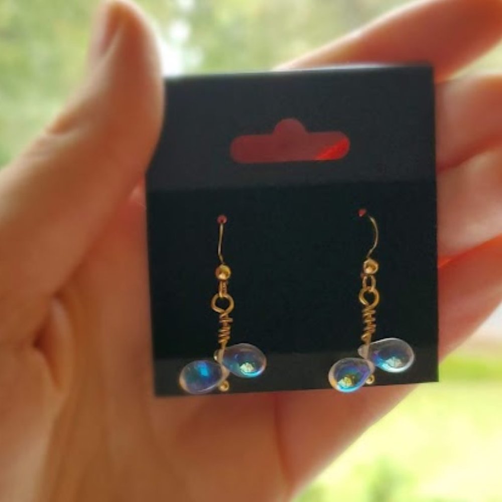 Handmade, Glass Crystal "Butterfly" Earrings. Gold-Filled Hooks.